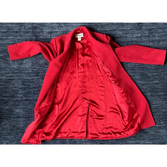 Vintage LL Bean Women's Red Wool Blend Peacoat - Size 14 - Picture 2 of 7